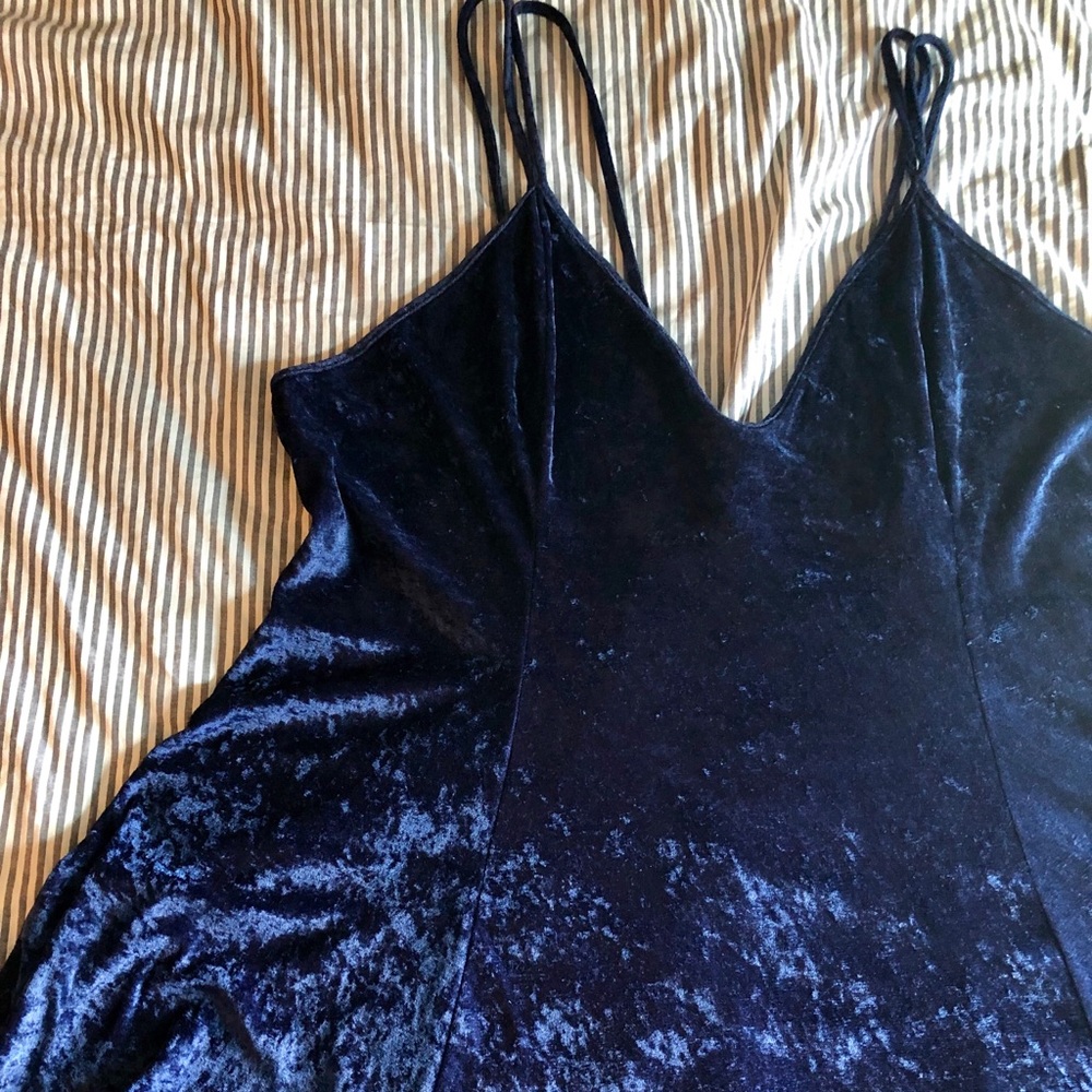 Velvety blue plus sized dress